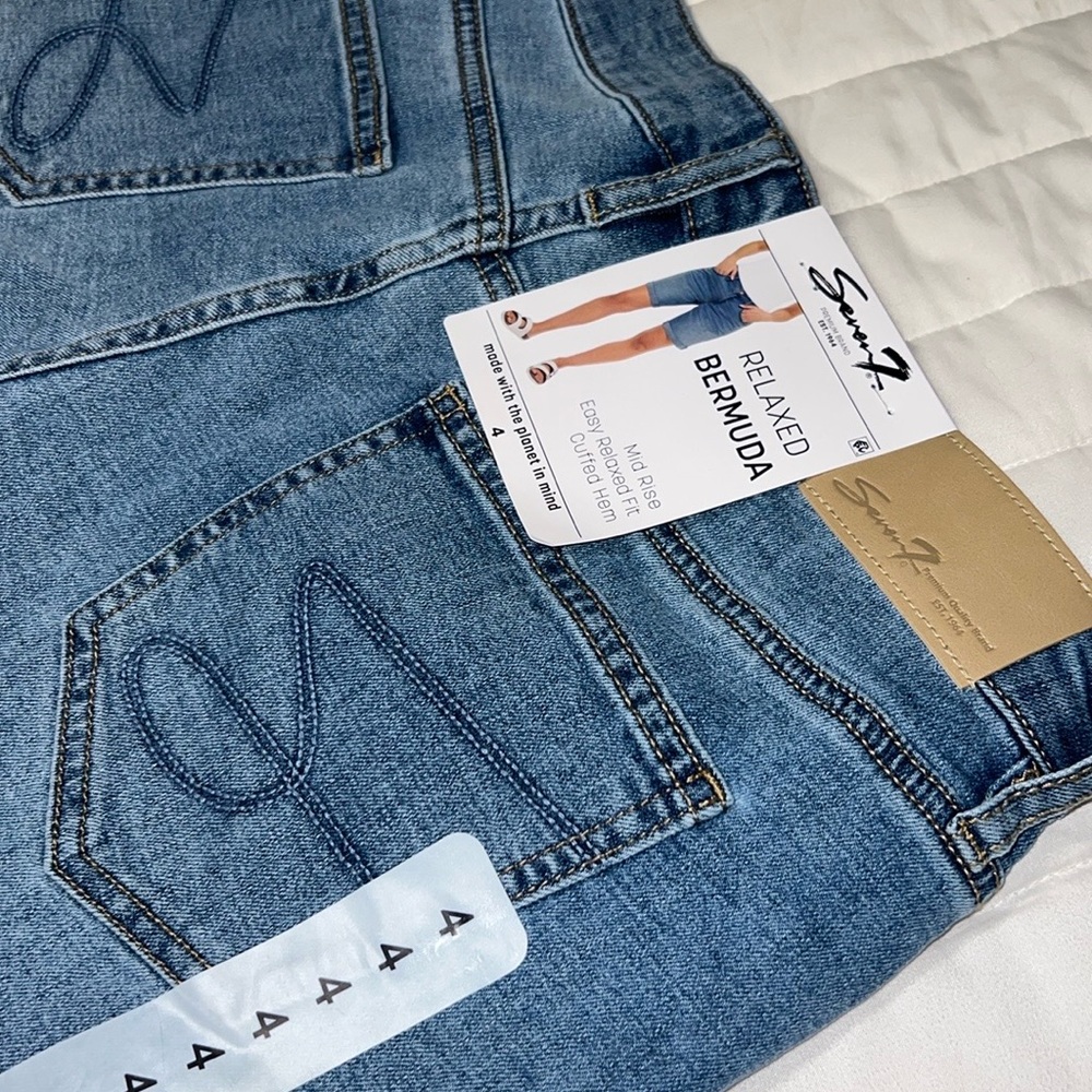 Seven7 Blue Denim Bermuda Shorts